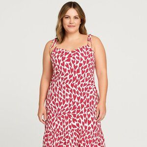 Sunday Up Heart Print Smocked Midi Sundress with Shoulder Ties Large